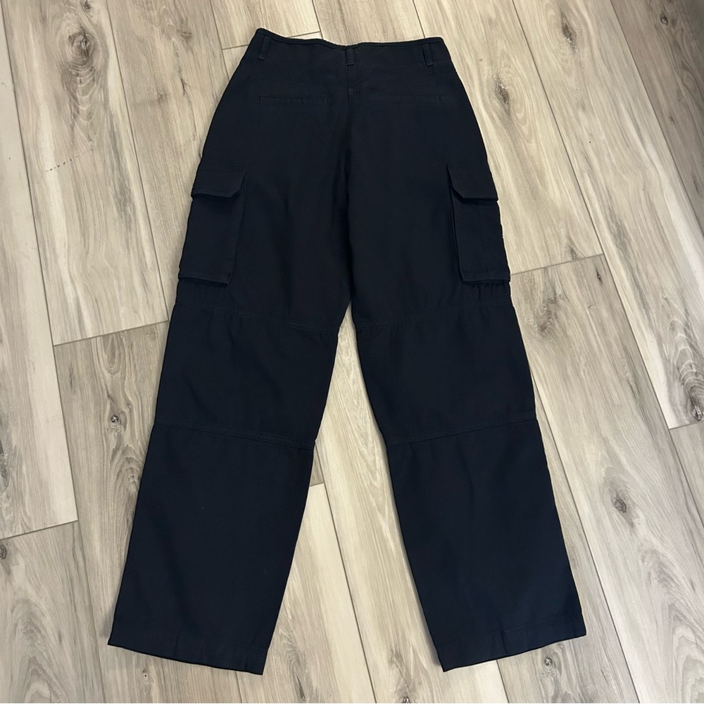 Me + Em Navy Blue Combat Trousers Size 4 Side Pockets 100% Cotton Pleat - Picture 2 of 7